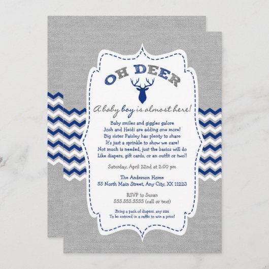 Invitation Oh Deer Buck Baby Sprinkl invitation, face avant (Devant / Derrière)