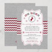 Invitation Oh Deer Buck Baby Sprinkle hiver rouge neutre (Devant / Derrière)