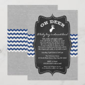 Invitation Oh Deer Buck Buck Bébé Saupoudrer marine gris blan (Devant / Derrière)