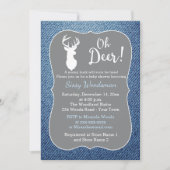 Invitation Oh Deer Buck Grey et Denim Boy Baby shower (Devant)