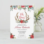 Invitation Oh Deer Christmas baby shower neutre genre (Debout devant)
