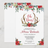 Invitation Oh Deer Christmas baby shower neutre genre (Devant / Derrière)