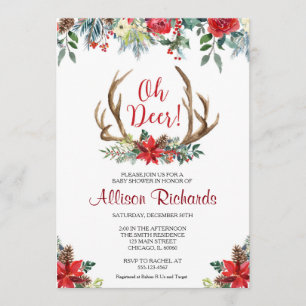 Invitation Oh Deer Christmas baby shower neutre genre
