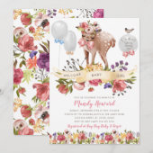 Invitation Oh Deer Girl Baby shower (Devant / Derrière)