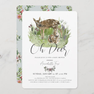 Invitation Oh Deer Maman & Fawn Floral Boy Baby shower