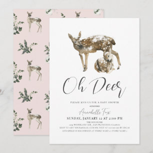 Invitation Oh Deer Maman & Fawn Pink Girl Baby shower