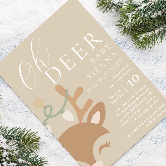 Invitation Oh Deer Neutral Noël Reindeer Baby shower