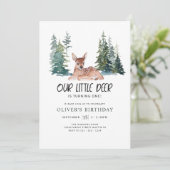 Invitation Oh Deer Première fête d'anniversaire Pin des bois (Debout devant)