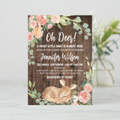 Invitation Oh Deer Rustic Boho Baby shower Floral (Debout devant)