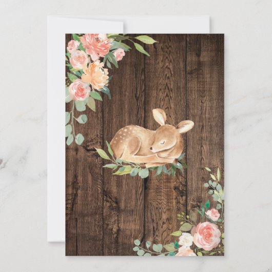 Invitation Oh Deer Rustic Boho Baby shower Floral (Dos)