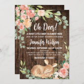 Invitation Oh Deer Rustic Boho Baby shower Floral (Devant / Derrière)