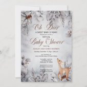 Invitation Oh Deer Rustic Winter Floral Baby shower virtuel I (Devant)