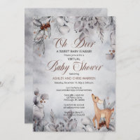 Oh Deer Rustic Winter Floral Baby shower virtuel I