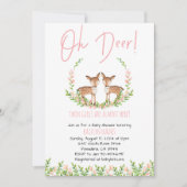 Invitation Oh Deer Twin Girls Baby shower (Devant)