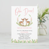 Invitation Oh Deer Twin Girls Baby shower (Debout devant)