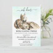 Invitation Oh Deer Watercolor Baby shower jumeaux (Debout devant)