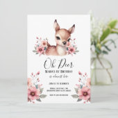 Invitation Oh Deer Watercolor fête d'anniversaire (Debout devant)
