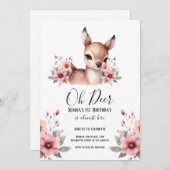 Invitation Oh Deer Watercolor fête d'anniversaire (Devant / Derrière)