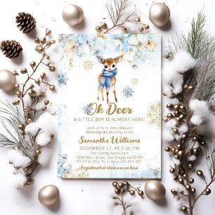 Invitation Oh Deer Winter Baby Boy Douche
