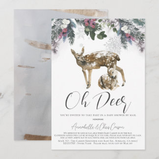 Invitation Oh Deer Winter Foliage Baby shower par la poste