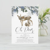 Invitation Oh Deer Winter Foliing & Blueberries Baby shower (Debout devant)