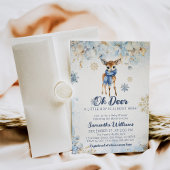 Invitation Oh Deer Winter Navy Blue Baby Boy Douche