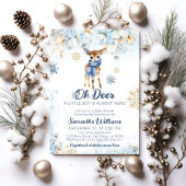 Invitation Oh Deer Winter Navy Blue Baby Boy Douche