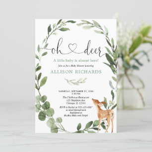 Invitation Oh Deer Woodland baby shower neutre pour le genre