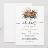 Invitation Oh Deer Woodland Forest Baby shower (Devant / Derrière)
