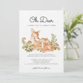 Invitation Oh Deer Woodland Forest Baby Shower  (Debout devant)