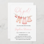 Invitation Oh fille Baby shower rose (Devant / Derrière)