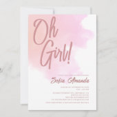 Invitation Oh Fille Baby shower rose pâle (Devant)