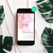 Invitation Oh Fille Baby shower rose pâle