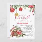 Invitation Oh fille Noël baby shower d'hiver (Devant)
