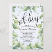 Invitation Oh Garçon Aquarelle Verdure Baby shower garçon (Devant)
