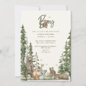 Invitation Oh garçon Baby shower Bearly Wait Woodland Animaux (Devant)