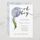 Invitation Oh garçon Baby shower bleu moderne (Devant / Derrière)