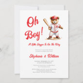 Invitation Oh garçon Baby shower de baseball mignon ours (Devant)