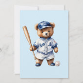 Invitation Oh garçon Baby shower de baseball mignon ours (Dos)