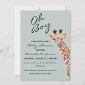 Invitation Oh garçon bébé Baby shower de girafe (Devant)