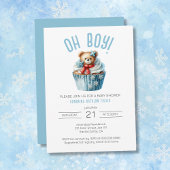 Invitation Oh garçon Bleu ours Baby shower animal