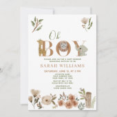 Invitation Oh Garçon Brown Boho Safari Animaux Douche (Devant)