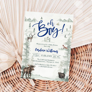 Invitation Oh Garçon Commençons l'Aventure Forêt Baby Shower
