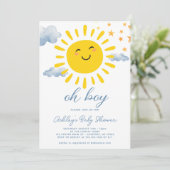 Invitation Oh garçon Cute Sunshine Baby shower (Debout devant)
