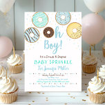 Invitation Oh Garçon Donuts & Diapers Blue Baby Sprinking<br><div class="desc">Cette douce invitation au baby shower présente nos beignets dessinés à la main dans des couleurs pastel avec des confettis saupoudrés.</div>