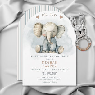 Invitation Oh garçon Elephant Baby shower d'arc bleu