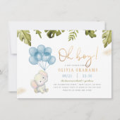 Invitation Oh garçon éléphant & ballons baby shower de la jun (Devant)