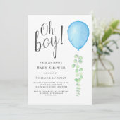 Invitation Oh garçon Eucalyptus Blue Baby shower Couples (Debout devant)