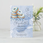 Invitation Oh Garçon Fête de Naissance Donuts Bleus (Debout devant)