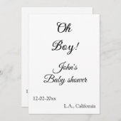 Invitation oh garçon fille baby shower ajouter nom date année (Devant / Derrière)